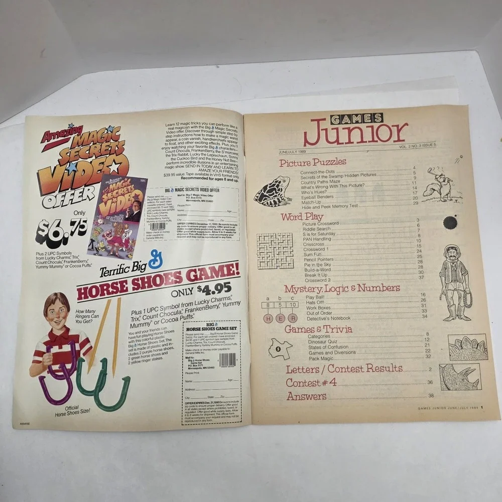 Vintage Lucky Charms Games Junior June/July 1989 General Mills‎ Special Edition